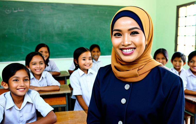 **
"A female teacher in a modest hijab and professional attire, smiles warmly at a group of children in a rural Thai school. The classroom is simple but clean, with colorful learning materials. Focus on education and community. Fully clothed, appropriate content, safe for work, perfect anatomy, natural proportions, professional."
**