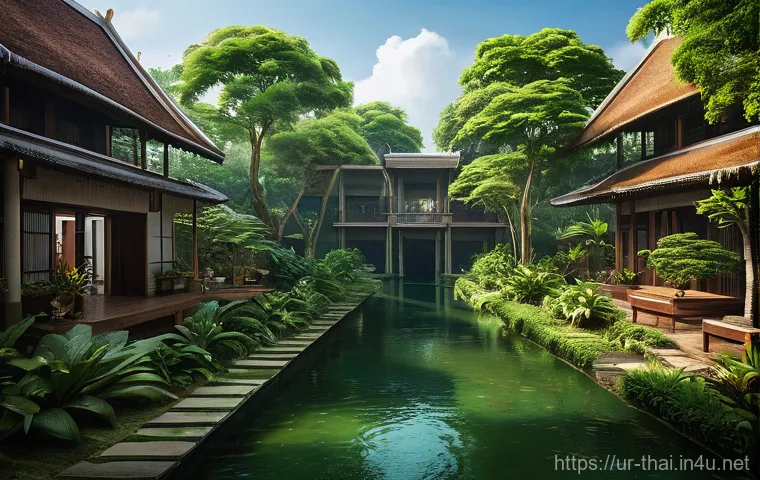 태국의 공공 조경 디자인 - Here are three detailed image generation prompts in English, based on the provided text, while stric...