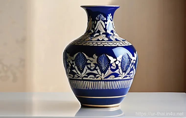 태국의 도자기 공예 - **A traditional Thai Lanna pottery vase from Northern Thailand.** The vase should have a rustic, mat...