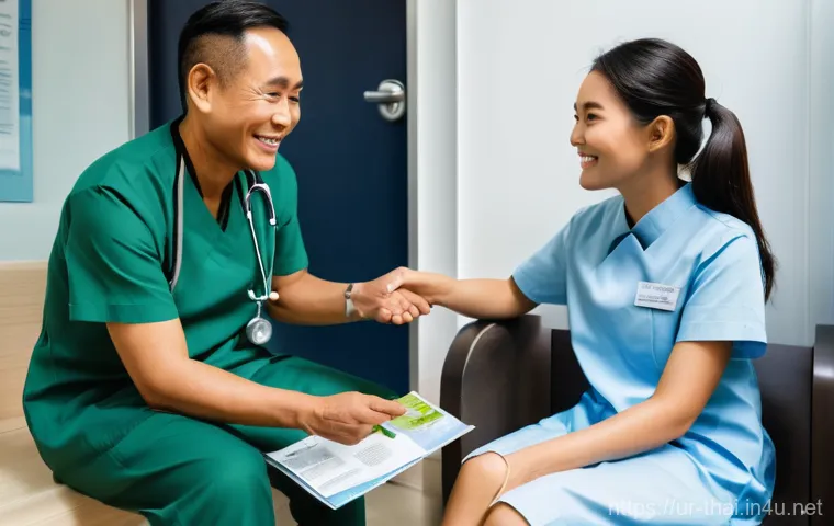 태국의 헬스케어 산업 - **Prompt:** A serene and picturesque outdoor wellness area in Thailand, designed for post-treatment ...