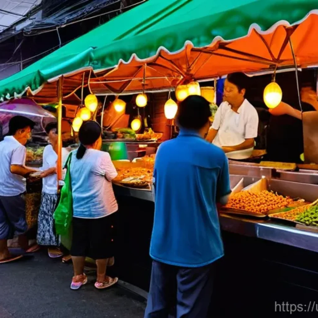 태국의 도시와 자연 연결 - **Prompt 1: A Vibrant Bangkok Street Food Market at Dusk**
    A bustling and colorful street food m...