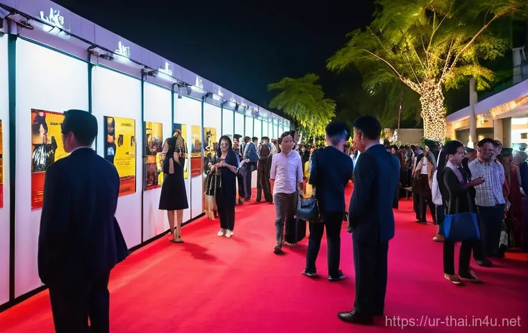 태국에서 열리는 국제 영화제 - **Prompt:** A bustling, vibrant scene at the Bangkok International Film Festival (BKKIFF) during its...