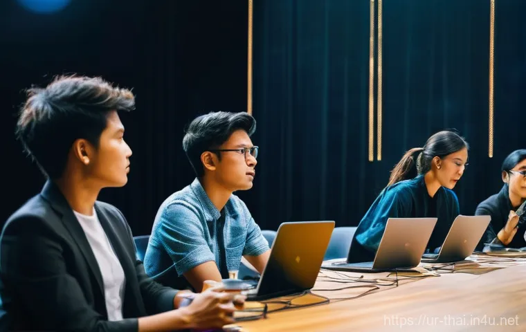 태국에서 열리는 국제 영화제 - **Prompt:** A visually rich tableau representing Thailand's 'soft power' through cinema, set within ...
