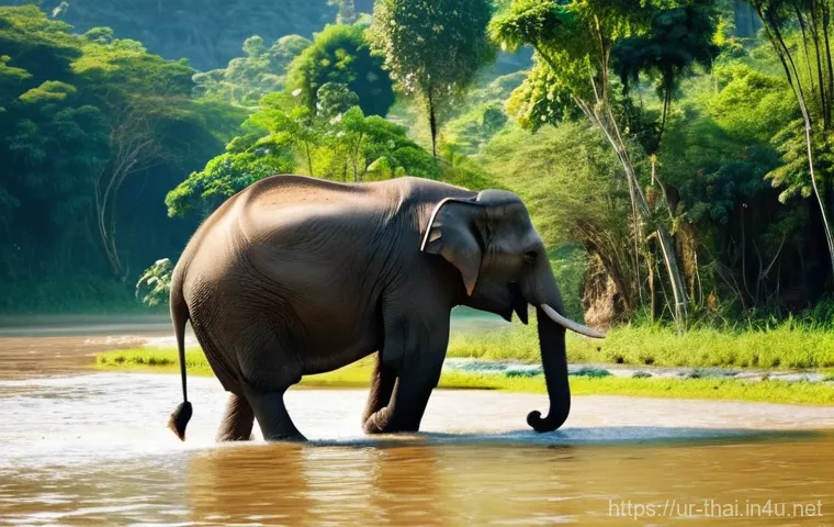 태국의 야생동물 보호구역 - **Prompt for Elephant Sanctuary Image:**
"A heartwarming scene at an ethical elephant sanctuary ...