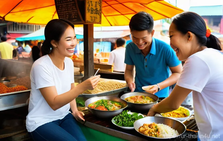 태국어 기초 인사말 - **Prompt 2: Friendly Bargain at a Bustling Market Stall**
A male tourist, wearing a casual t-shi... 태국어 기초 인사말 - **Prompt 2: Friendly Bargain at a Bustling Market Stall**
A male tourist, wearing a casual t-shi...