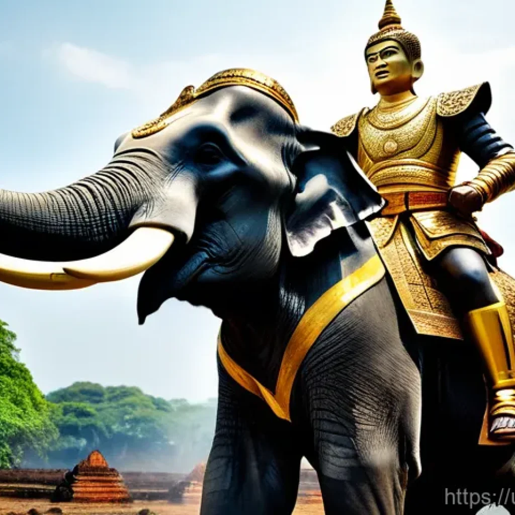 태국 전쟁 역사 - **Prompt 1: The Valiant Elephant King**
"A majestic, wide-angle shot capturing the heroic King N...