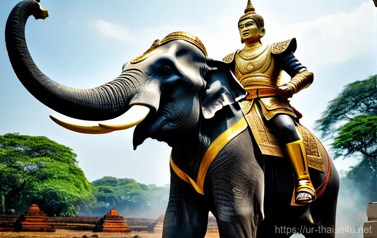 태국 전쟁 역사 - **Prompt 1: The Valiant Elephant King**
"A majestic, wide-angle shot capturing the heroic King N...