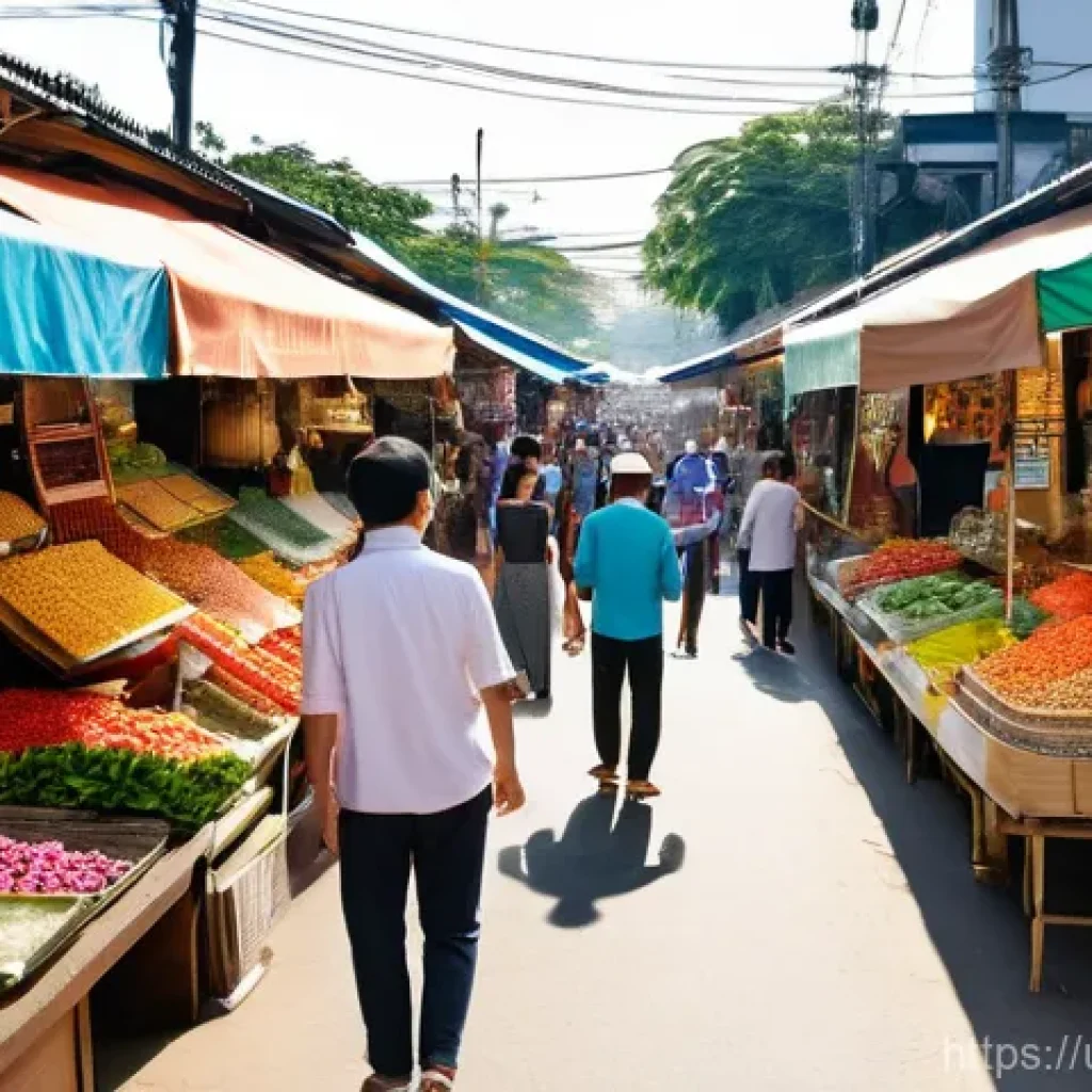 방콕 여행 루트 - **Prompt: Vibrant Chatuchak Weekend Market Experience**
A bustling, wide-angle shot of the Chatu...
